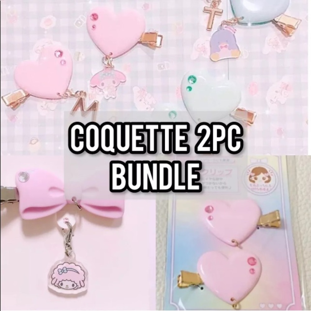 🎀 2pc Sanrio  Kawaii Jfashion Bow Hair Clip 🎀